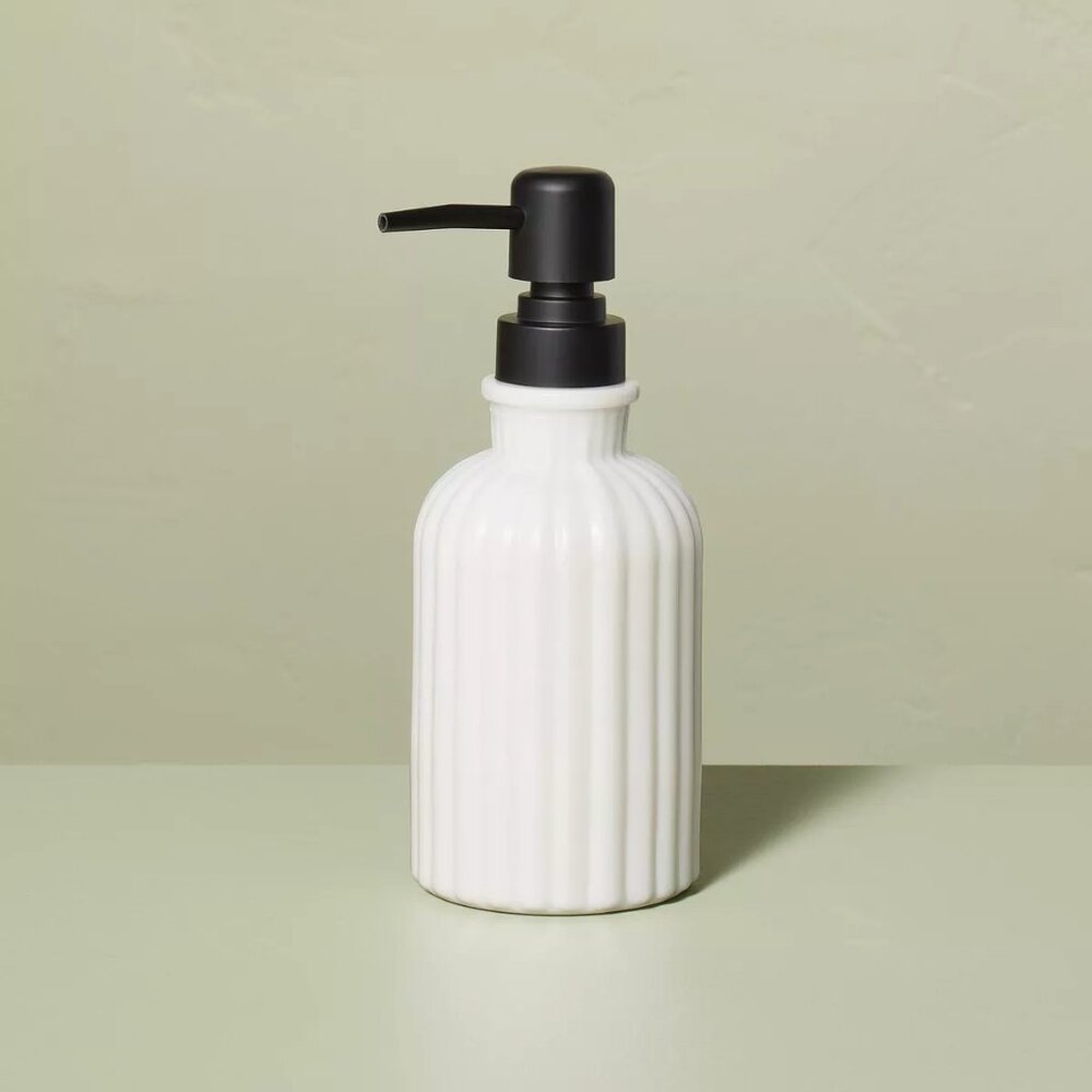 Fluted Milk Glass Soap Pump Black – Hearth & Hand Magnolia,‎ Target 2023